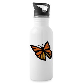 Schmetterlings-Monarch - Trinkflasche mit integriertem Trinkhalm - Weiß - Rechts