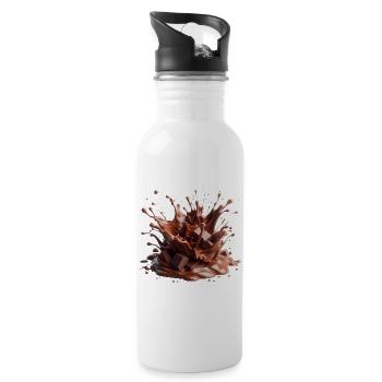 Schokoladeneruption - Trinkflasche mit integriertem Trinkhalm - Weiß - Rechts