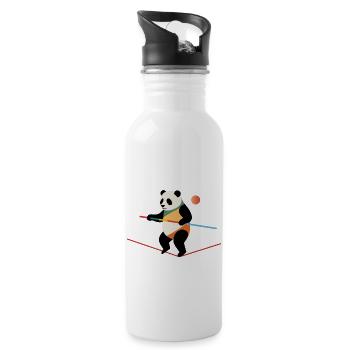 Panda balances on the rope – brave and cheerful - Water bottle with straw - white - Right