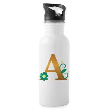A - Trinkflasche mit integriertem Trinkhalm - Weiß - Rechts