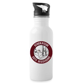 Gute Besserung Stuckateur Alles Gute Gesundheit - Trinkflasche mit integriertem Trinkhalm - Weiß - Rechts