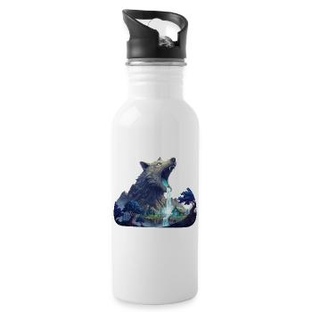 Wolf Waterfall - Water bottle with straw - white - Right