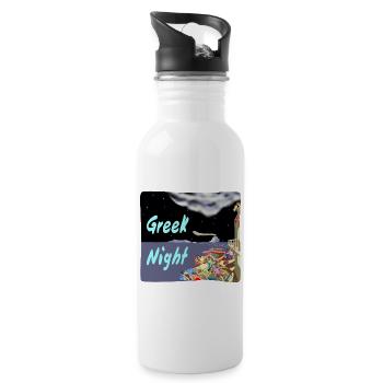 Greek Night - Trinkflasche mit integriertem Trinkhalm - Weiß - Rechts