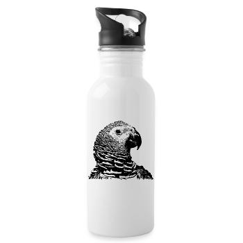 Papagei - Trinkflasche mit integriertem Trinkhalm - Weiß - Rechts