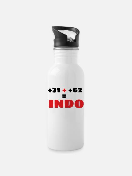 INDONET Indo prefix - Water bottle with straw - white