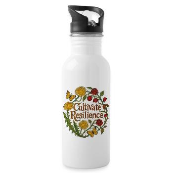 Cultivate Resilience - Water bottle with straw - white - Right