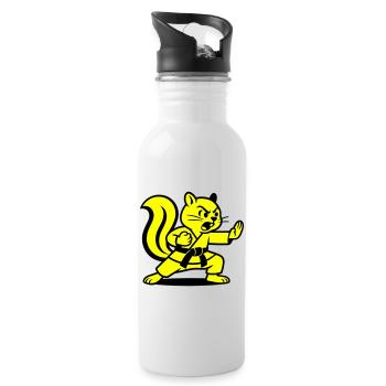 Karate Eichhörnchen! - Trinkflasche mit integriertem Trinkhalm - Weiß - Rechts