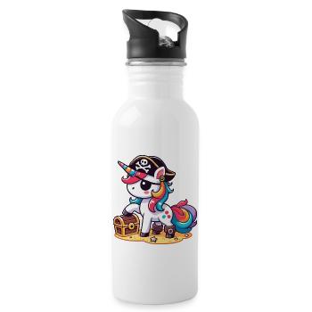 Unicorn Pirate Costume Halloween - Water bottle with straw - white - Right