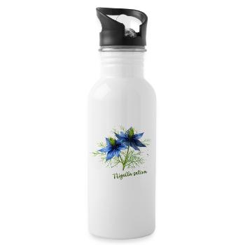 Nigella sativa - botanische Illustration - Trinkflasche mit integriertem Trinkhalm - Weiß - Rechts