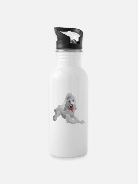 Elegant low poly poodle - Water bottle with straw - white
