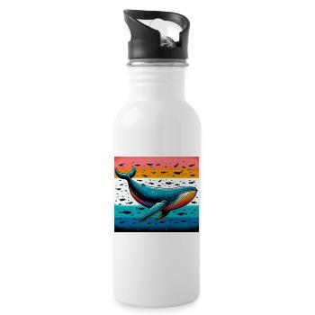 whale - Water bottle with straw - white - Right