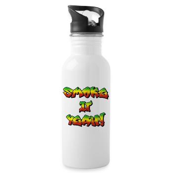 Graffiti Kunst für ambitzunierte Grillmeister 🍖 - Trinkflasche mit integriertem Trinkhalm - Weiß - Rechts