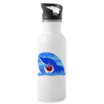 Grim Shark - Trinkflasche mit integriertem Trinkhalm - Weiß - Rechts