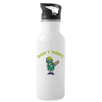 Don-t_panic-la_tronconneuse - Gourde avec paille intégrée - blanc - Droite
