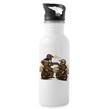 Motocross father and son - Water bottle with straw - white - Right