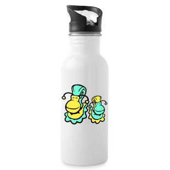 2 snail shell snails child dad mom family - Water bottle with straw - white - Right