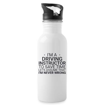 Fahrlehrer Never Wrong Drive Tutor - Trinkflasche mit integriertem Trinkhalm - Weiß - Rechts