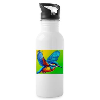 Eisvogel - Trinkflasche mit integriertem Trinkhalm - Weiß - Rechts