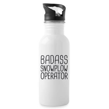 Snowplow Operator Badass Schneepflugfahrer - Trinkflasche mit integriertem Trinkhalm - Weiß - Rechts