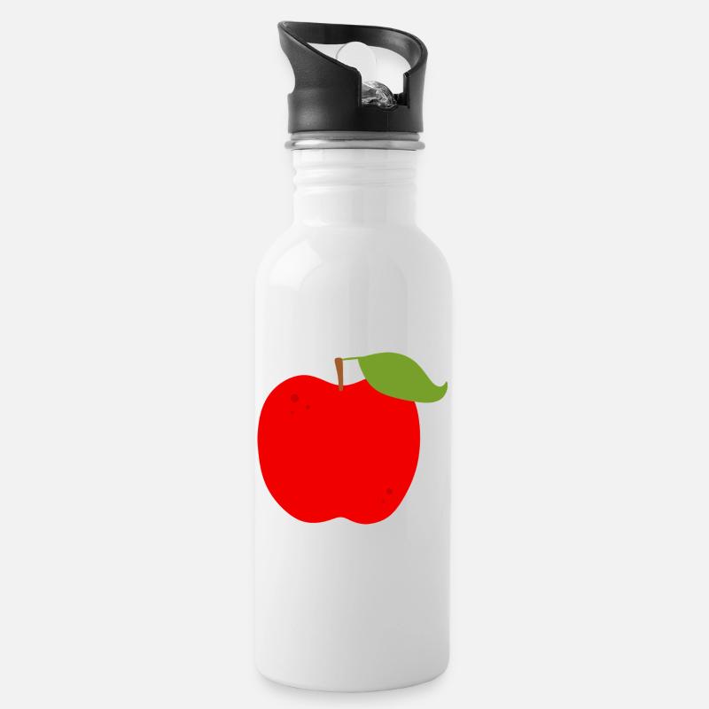 Lebendiger roter Apfel Illustration - Trinkflasche mit integriertem Trinkhalm - Weiß