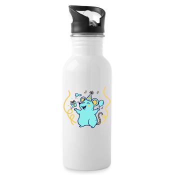 Festive Time with Hat and Balloons - Water bottle with straw - white - Right