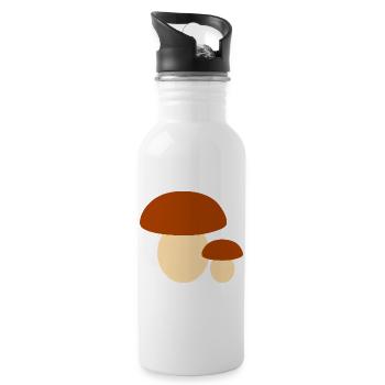 Minimalist Mushroom Illustration - Water bottle with straw - white - Right