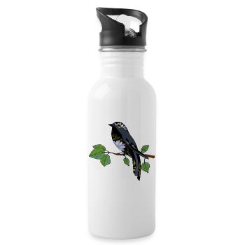 Colorful bird - Water bottle with straw - white - Right