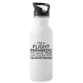 Flight Paramedic Never Wrong Luftrettung - Trinkflasche mit integriertem Trinkhalm - Weiß - Rechts