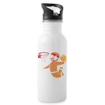 Bonhomme en pain d'épice Basket-ball de Noël en pain d'épice - Gourde avec paille intégrée - blanc - Droite