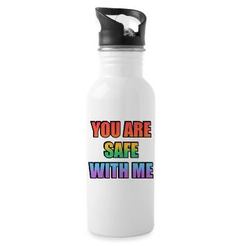 You Are Safe With Me Gradient - Water bottle with straw - white - Right