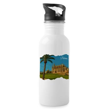 Mallorca Palma Kathedrale - Trinkflasche mit integriertem Trinkhalm - Weiß - Rechts