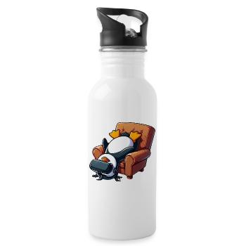 Funny Penguin VR Gaming Gamer Nerd Armchair - Water bottle with straw - white - Right