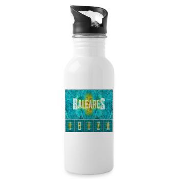 Balearen Insel Vibe Druck - Trinkflasche mit integriertem Trinkhalm - Weiß - Rechts