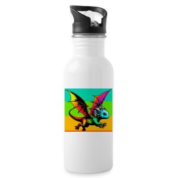 dragon - Water bottle with straw - white - Right
