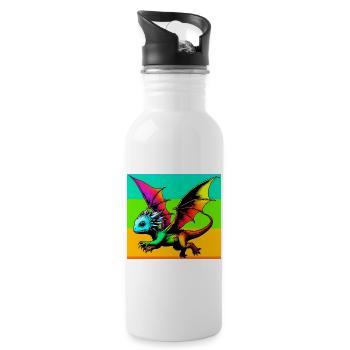 dragon - Water bottle with straw - white - Right