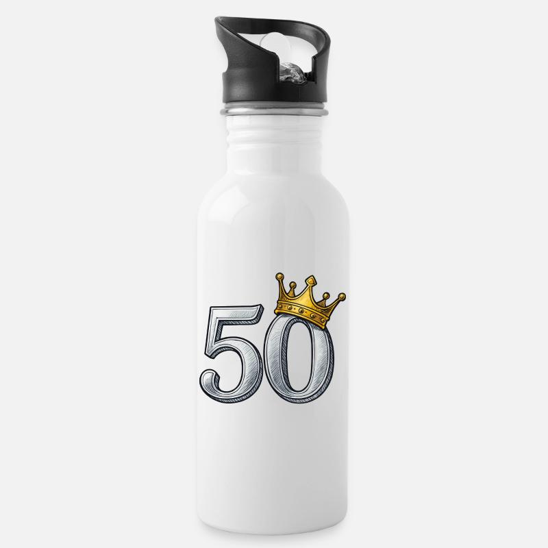 Idée cadeau couronne d’or 50e anniversaire - Gourde avec paille intégrée - blanc