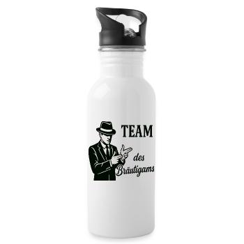 Team des Bräutigams Logo Tee - Trinkflasche mit integriertem Trinkhalm - Weiß - Rechts
