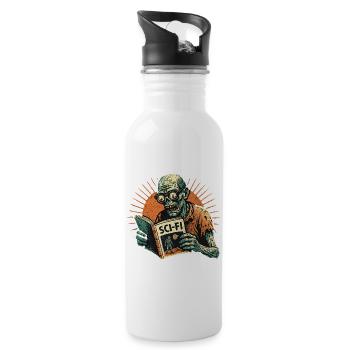 Zombie Retro SciFi Spieler - Trinkflasche mit integriertem Trinkhalm - Weiß - Rechts