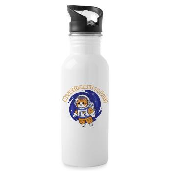 Meowstronaut On Duty - Trinkflasche mit integriertem Trinkhalm - Weiß - Rechts