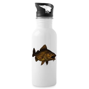 Majestic fish with an open mouth - Water bottle with straw - white - Right