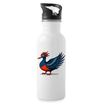 Geflügelter blauer Sternadler - Trinkflasche mit integriertem Trinkhalm - Weiß - Rechts