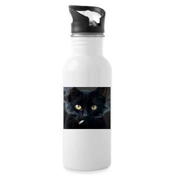 Rauchende Katze Generation Z Meme Katze raucht - Trinkflasche mit integriertem Trinkhalm - Weiß - Rechts