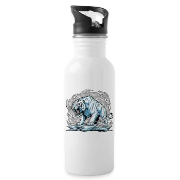 Der gefrorene Tiger im Golf - Trinkflasche mit integriertem Trinkhalm - Weiß - Rechts
