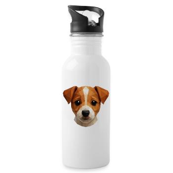 Süßer Jack Russell Terrier Welpe – Niedliches Hund - Trinkflasche mit integriertem Trinkhalm - Weiß - Rechts