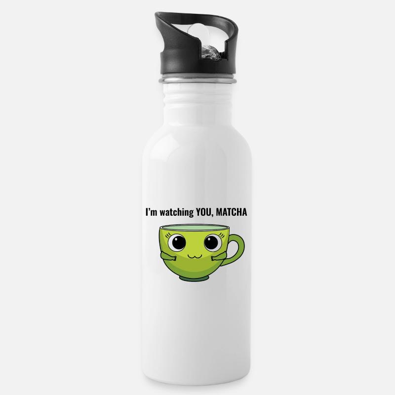 Je te regarde, Matcha - Gourde avec paille intégrée - blanc