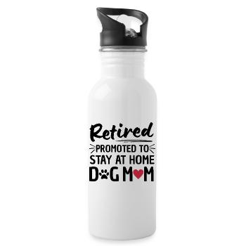 Retired Dog Mom Retirement - Water bottle with straw - white - Right