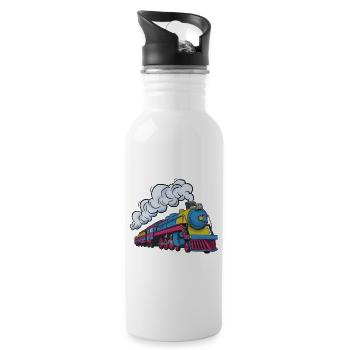 Dampflokomotive Farbexplosion - Trinkflasche mit integriertem Trinkhalm - Weiß - Rechts