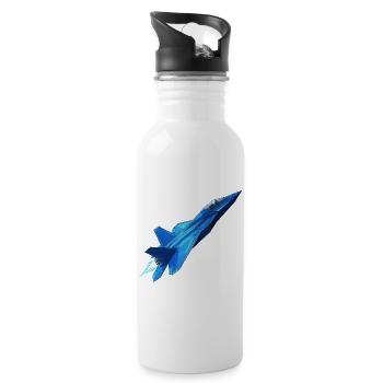 Blue Geometry Jet - Water bottle with straw - white - Right