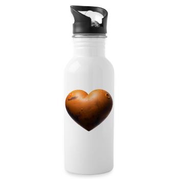 MARS-LIEBHABER – Frieden & Liebe - Trinkflasche mit integriertem Trinkhalm - Weiß - Rechts