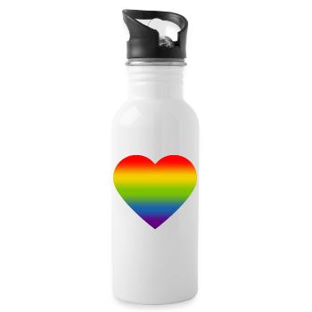 Rainbow_heart - Water bottle with straw - white - Right